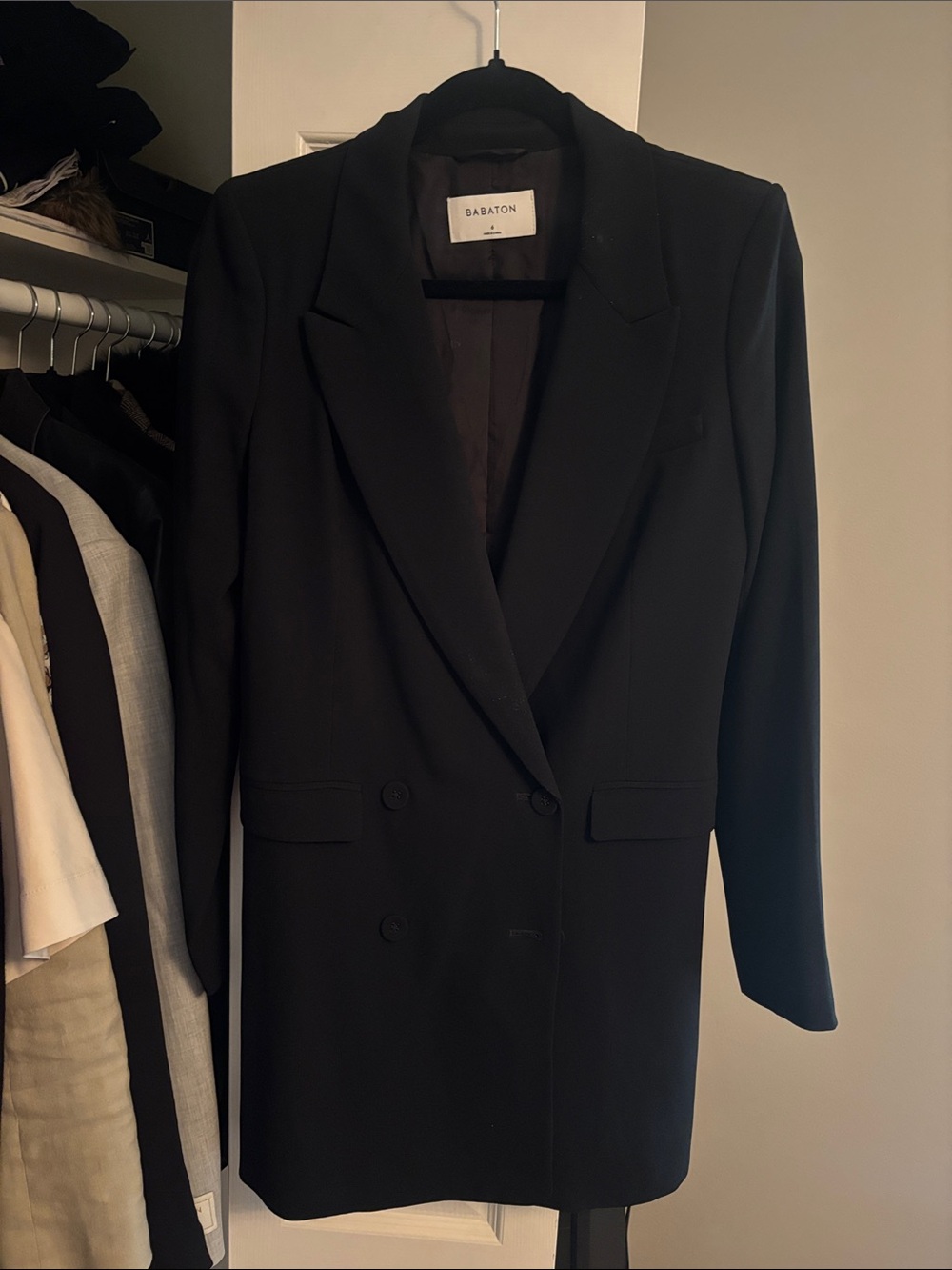 Babaton Black Double-Breasted Blazer Jacket
